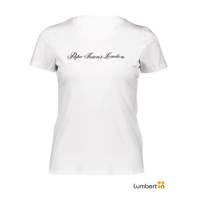 Camiseta manga corta blanca logo en...