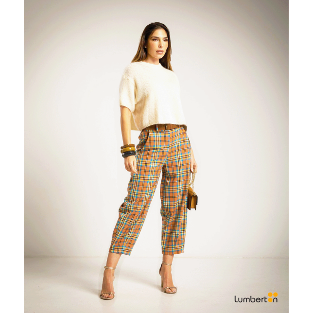 Ballons pants cuadros + cinturón6846...