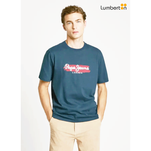 Camiseta azul marino logo...