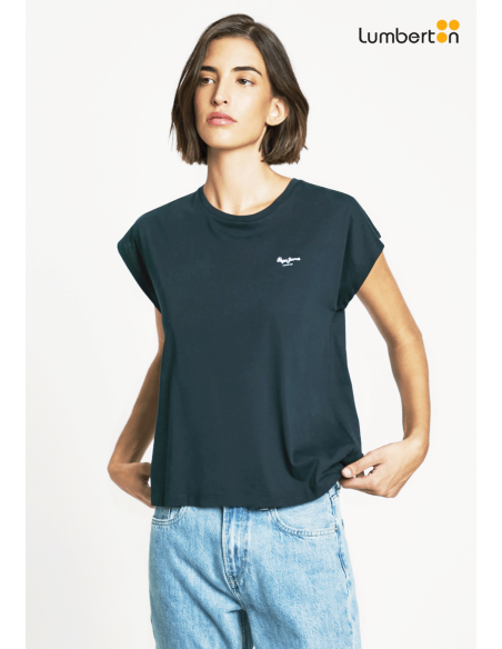 Camiseta manga corta azul con logo pequeñoWBASISB Pepe Jeans