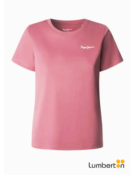 Camiseta manga corta rosa coral logo en pequeñoWBASIRP Pepe Jeans