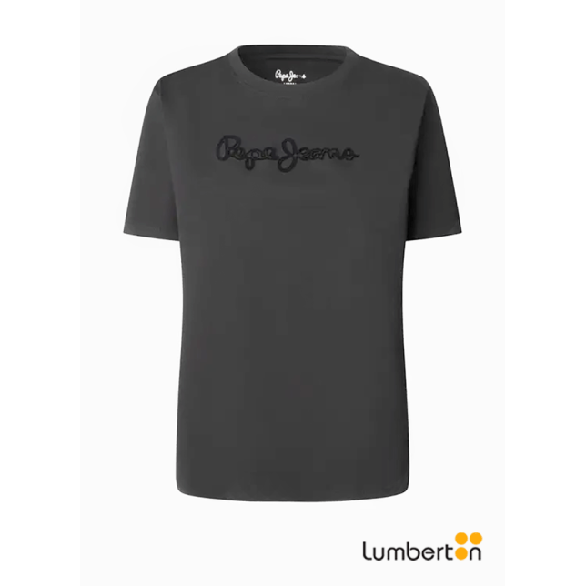 Camiseta manga corta negra logo negro...