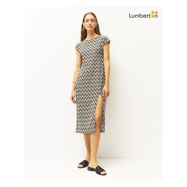 Vestido Estampado Largo Corte Lado...