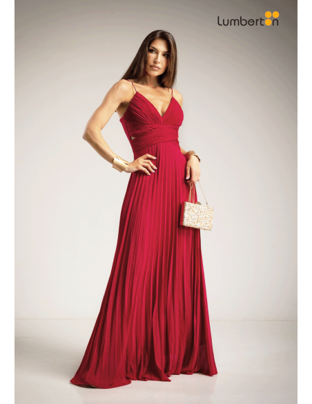 Vestido Escote Corazón Drapeado Cut Out Plisado Burgundy1600A Albanos