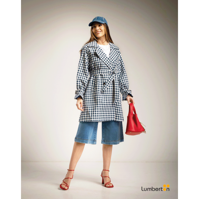 Gabardina Cuadros Vichy Azules Y...