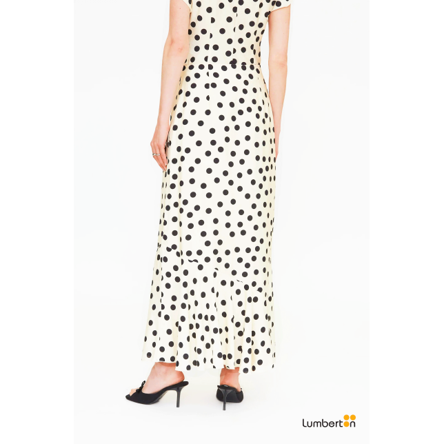 Falda Larga Con Estampado Polk Dots...