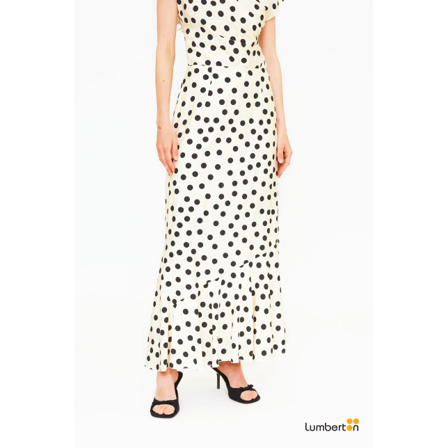 Falda Larga Con Estampado Polk Dots...