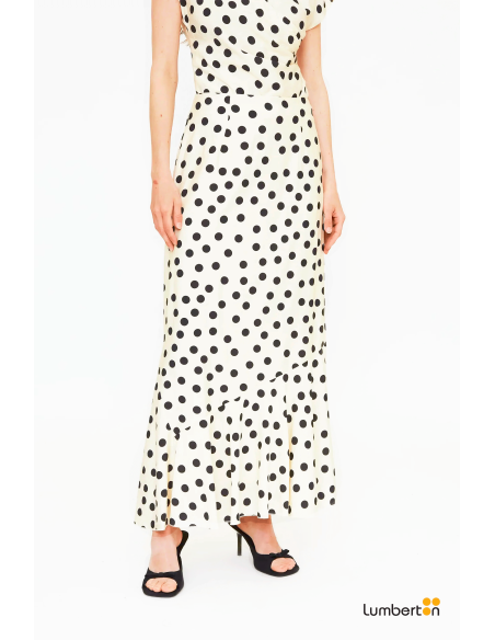 Falda Larga Con Estampado Polk Dots Blanco y Negro11254 Wild Ponny