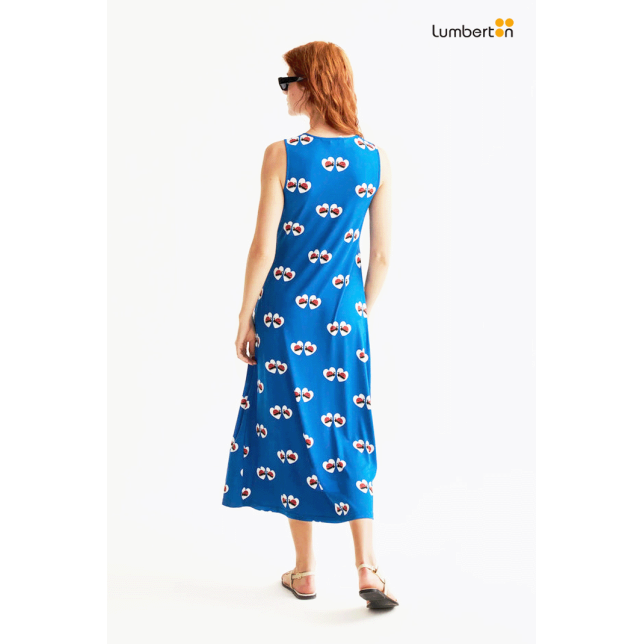 Vestido Largo Azul Estampado...