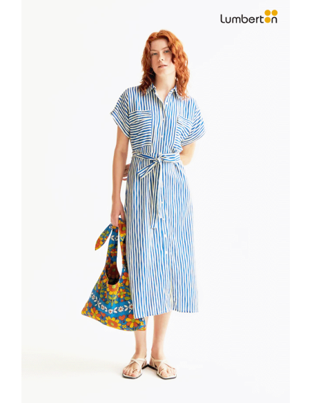 Vestido midi con estampado Lavagna Blue40017 Compañía Fantástica