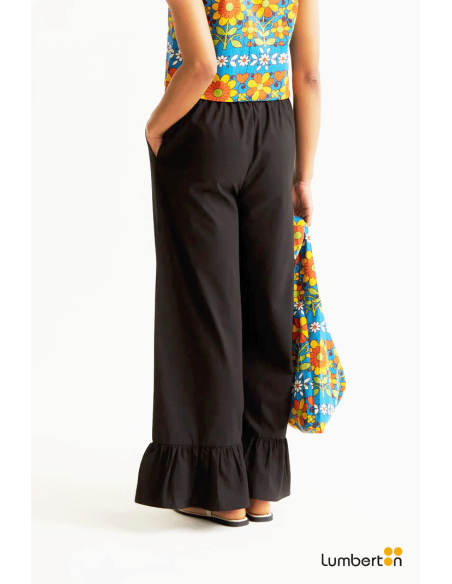 Pantalón negro con detalle acampanado volantes43042 Compañía Fantástica