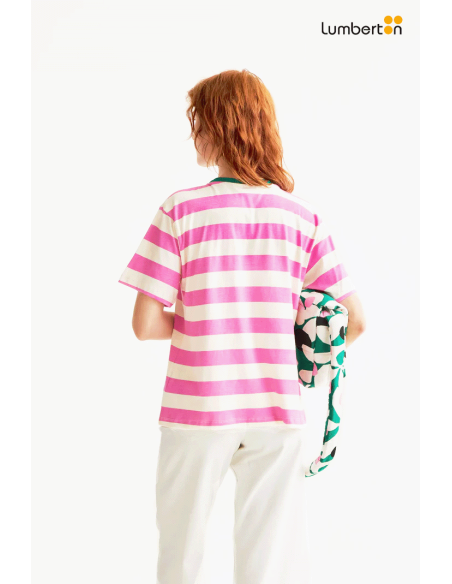 Camiseta Estampado Rayas Rosa Y Blanco42018 Compañía Fantástica