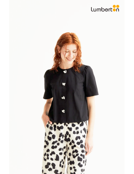 Top Negro Botones Corazones11033 Compañía Fantástica