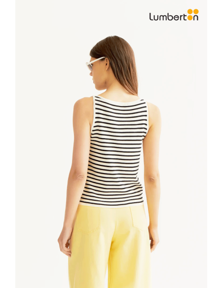 Top Rayas Blanco Y Negro Bordado Banana10308 Compañía Fantástica