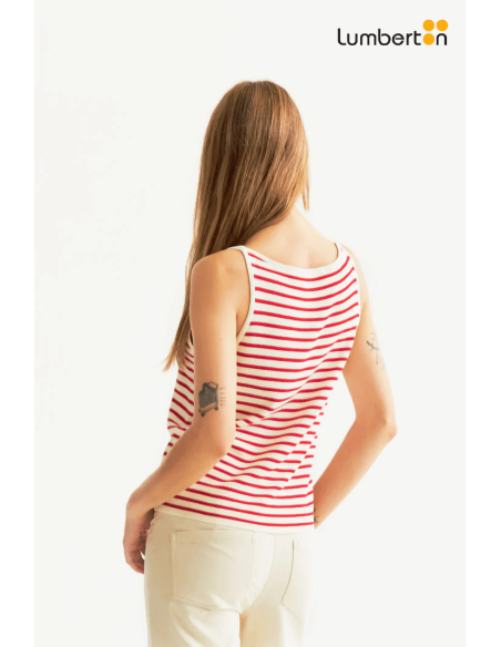 Top Rayas Blanco Y Rojo Bordado Fresa10307 Compañía Fantástica