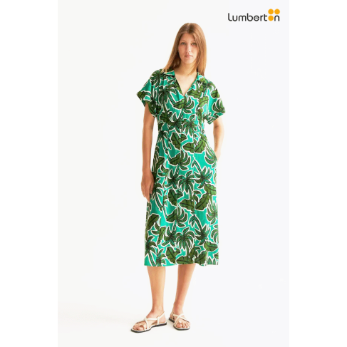 Vestido midi estampado Palm...