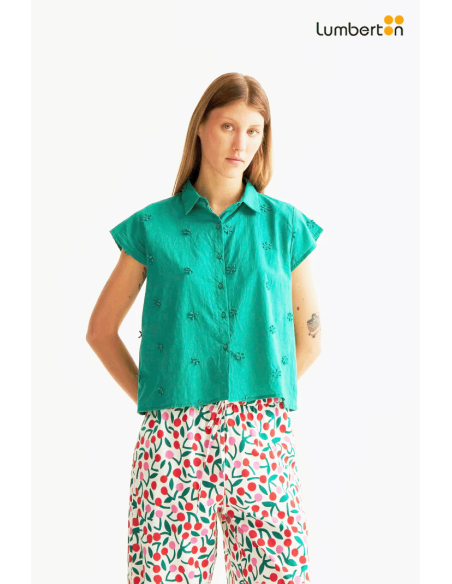 Camisa Verde Bordado Floral43030 Compañía Fantástica