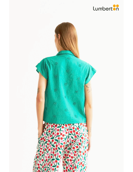 Camisa Verde Bordado Floral43030 Compañía Fantástica