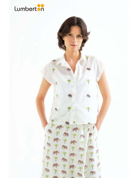 Camisa estampado Elefante y Palmera41125 Compañía Fantástica