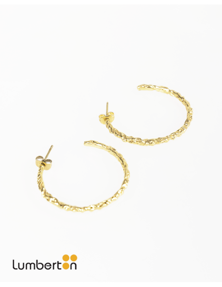 Pendientes Aro Con Relieve OroBI103 Systemaction