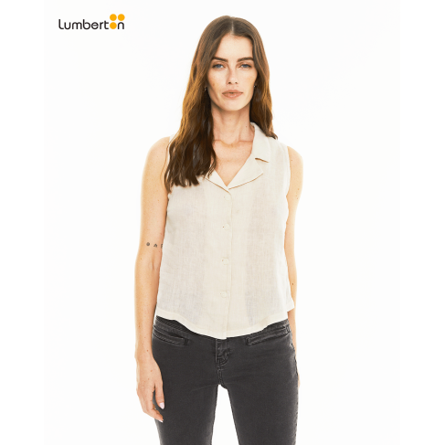 Chaleco Lino Cuello Solapa...