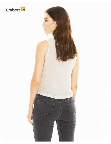 Chaleco Lino Cuello Solapa BeigeCH420 Systemaction