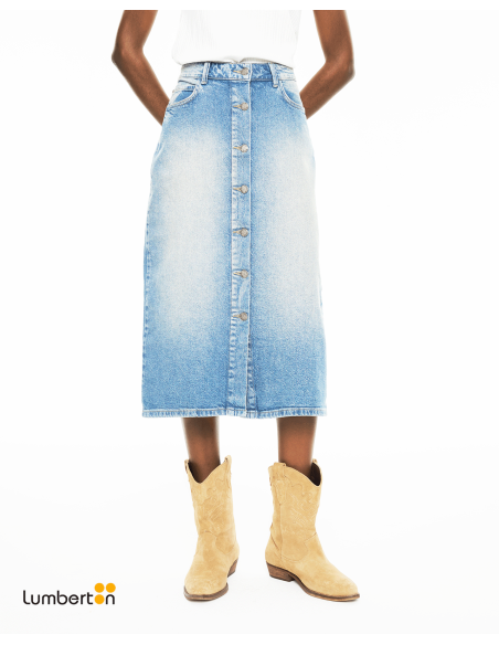 Falda Denim Larga Bolsillos AzulFT174 Systemaction