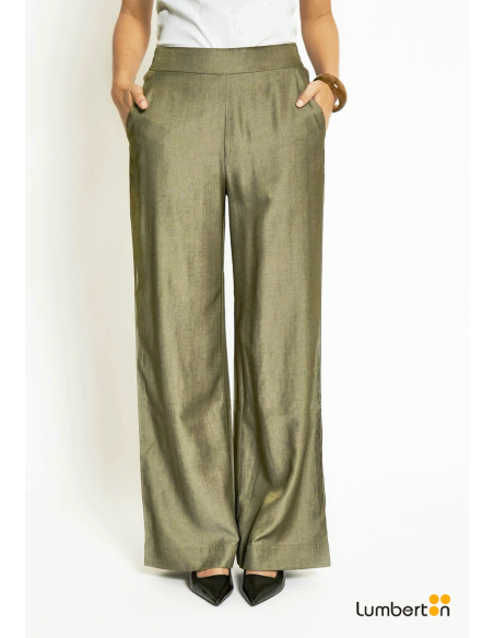 Pantalón Ancho Bolsillos Goma Cintura kakiPA309 Systemaction