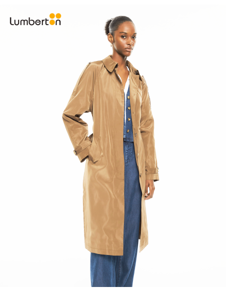 Parka Midi Recta Trench Larga Cinturón MarrónPK105 Systemaction