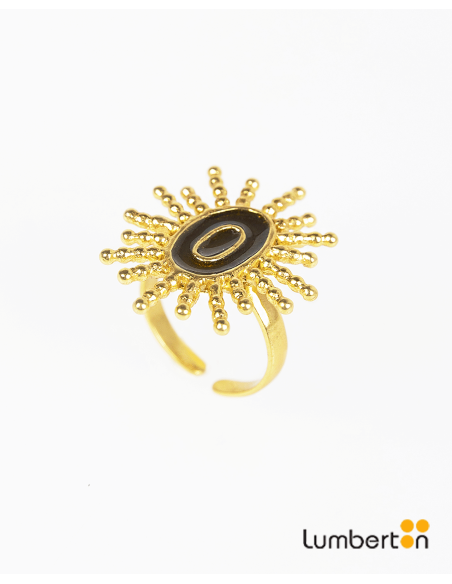 Anillo Abierto Dorado Sol NegroBI121 Systemaction