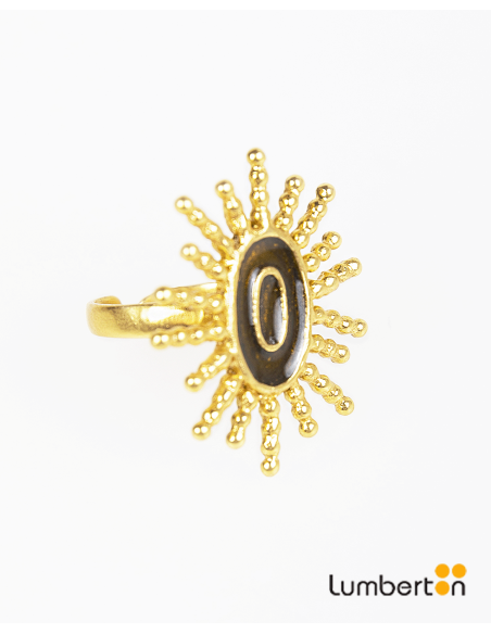 Anillo Abierto Dorado Sol NegroBI121 Systemaction