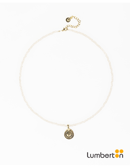 Collar Dorado Con Abalorio BlancoBI113 Systemaction