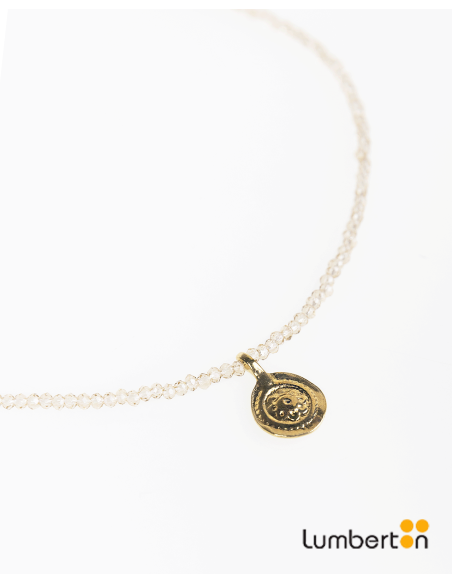 Collar Dorado Con Abalorio BlancoBI113 Systemaction