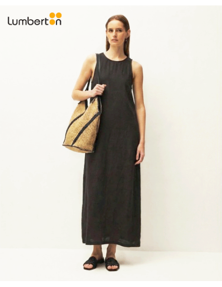 Vestido Largo Lino NegroVE420 Systemaction