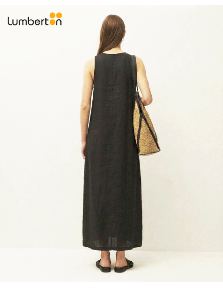 Vestido Largo Lino NegroVE420 Systemaction