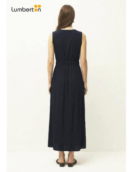 Vestido Midi Bámbula Fruncido Cintura NegroVE301 Systemaction