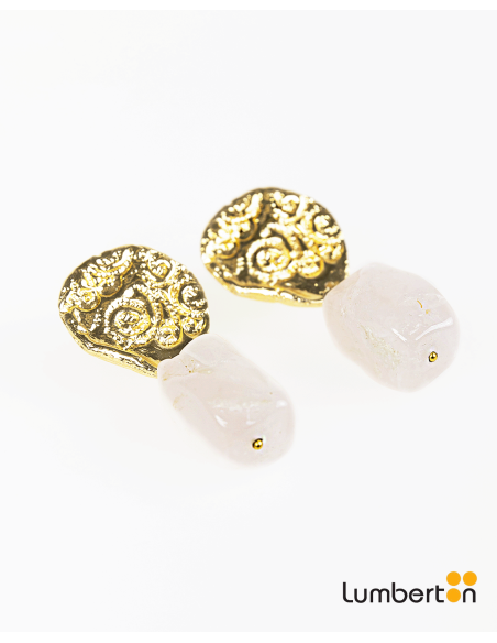 Pendientes Dorados Con Piedra RosadaBI109 Systemaction