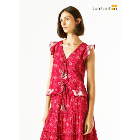 Blusa Roja Estampada...