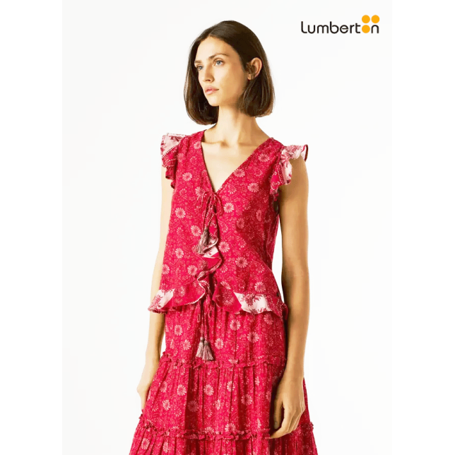 Blusa Roja Estampada S/MCRISTAL Pepe...