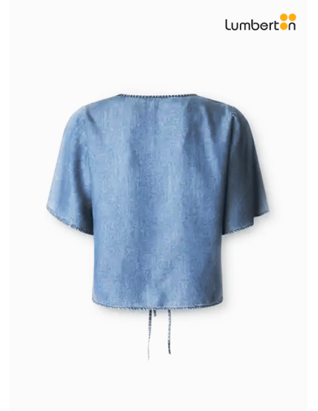 Camisa Azul M/C Bordado DelanteCLEO Pepe Jeans
