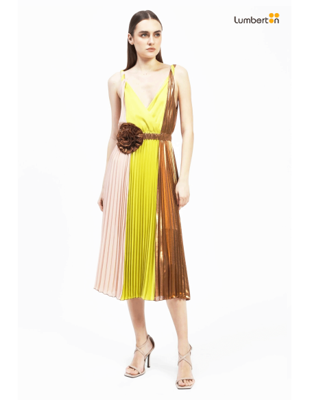 Vestido Multicolor Con Cinturón Forma De FlorDI26P79 Dixie