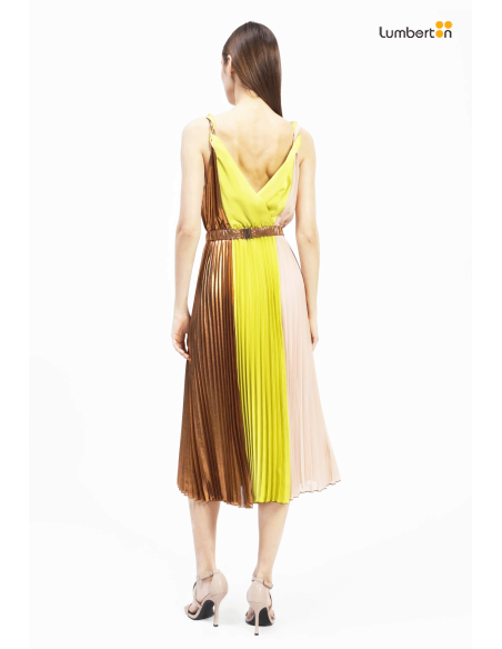 Vestido Multicolor Con Cinturón Forma De FlorDI26P79 Dixie