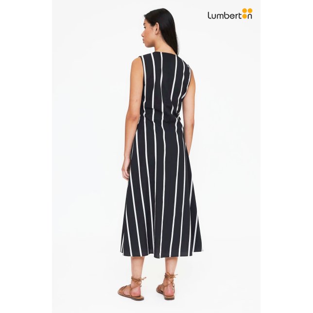 Vestido Negro Abotonado Rayas...
