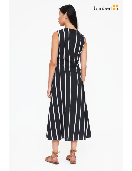 Vestido Negro Abotonado Rayas Blancas41223 Wild Pony