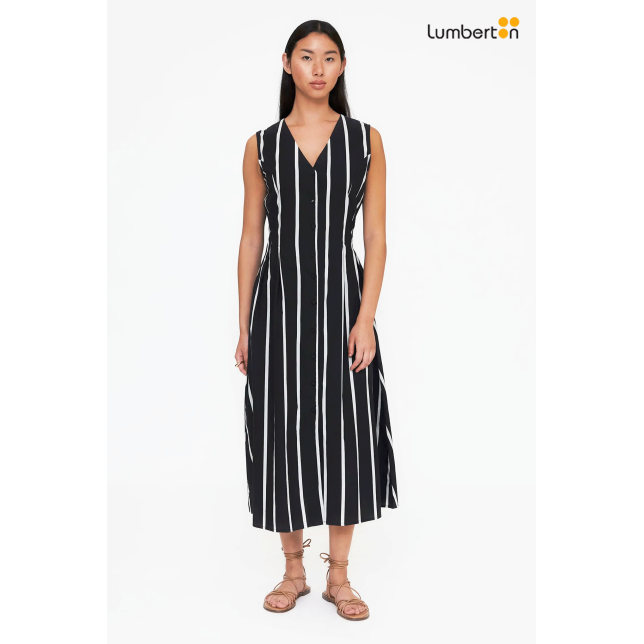 Vestido Negro Abotonado Rayas...