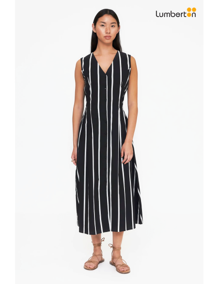 Vestido Negro Abotonado Rayas Blancas41223 Wild Pony