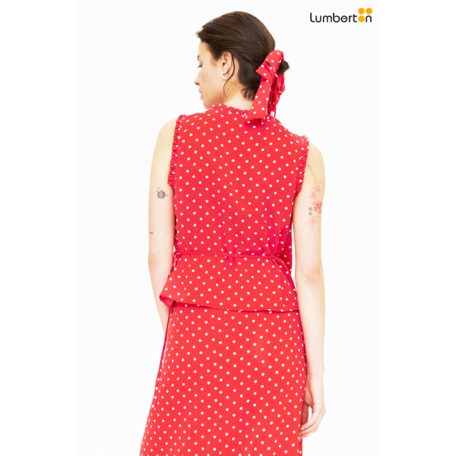 Top Rojo Con Estampado Lunares...