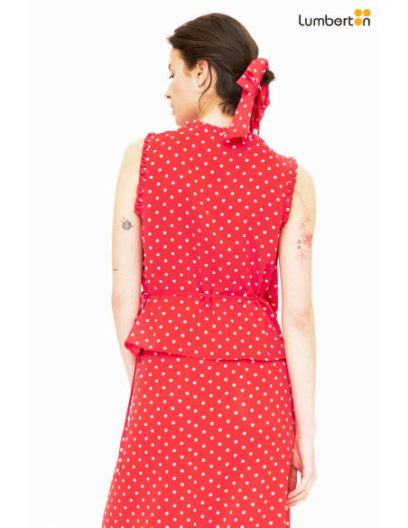Top Rojo Con Estampado Lunares Blancos11363 Compañía Fantástica