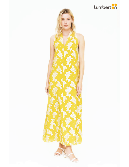 Vestido Largo Ocre Estampado41300 Compañía Fantástica