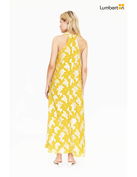 Vestido Largo Ocre Estampado41300 Compañía Fantástica